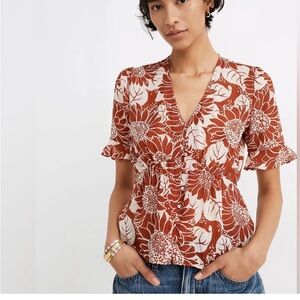 Madewell floral silk blouse